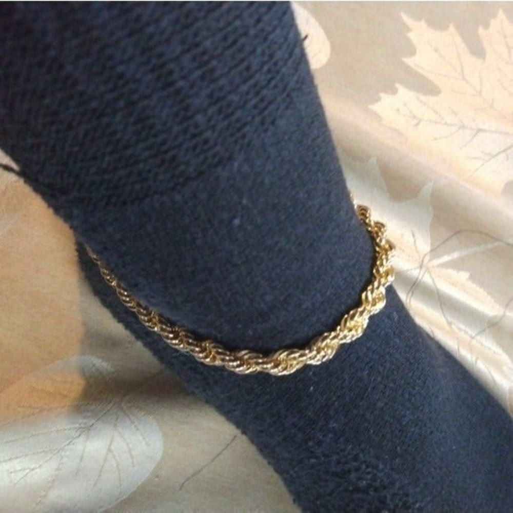 ❤️14kt Italy stamped gold Bonded Thick rope chain‎ anklet (Not Solid Gold) - Picture 2 of 4